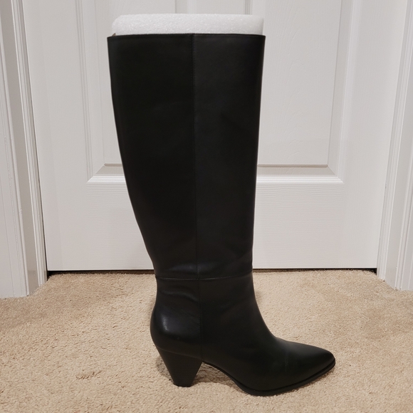 Vince Camuto Dress Up Buttercup Knee High Black Heeled Boots in Wide Calf - Picture 3 of 8